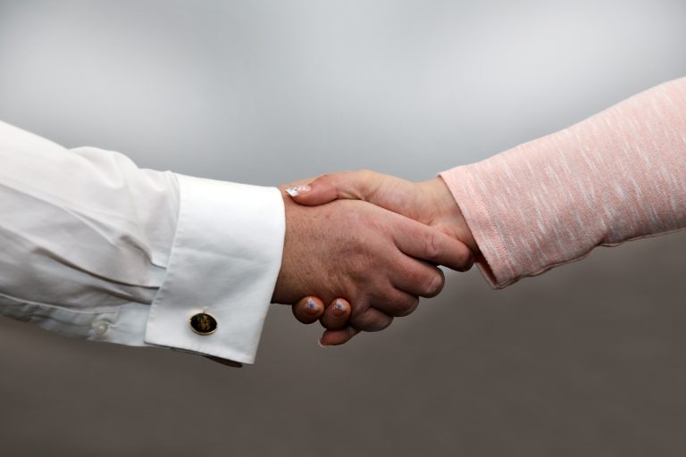 Shaking hands as a representation of the partnership between us